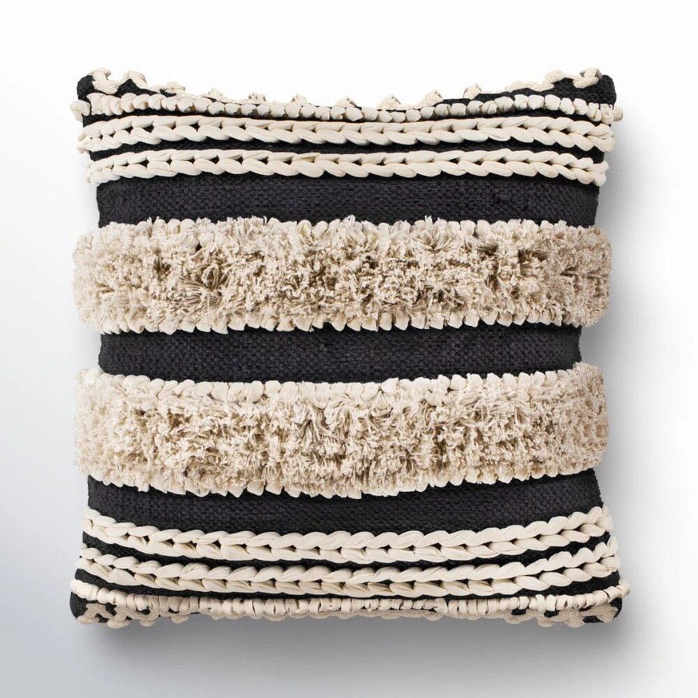 2 - PILLOWS (Striped Black and Cream Accent Pillows)